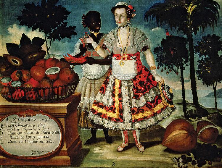 unknow artist Retrato de una senora principal con su negra esclava oil painting image